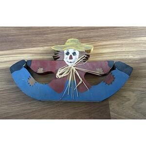 Wooden Hand Painted Happy Scarecrow Doing A Split Fall Decoration Halloween